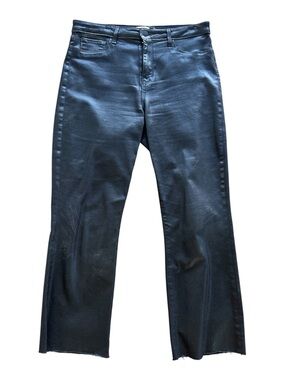 L'AGENCE Kendra Coated Crop Flare Jeans in black